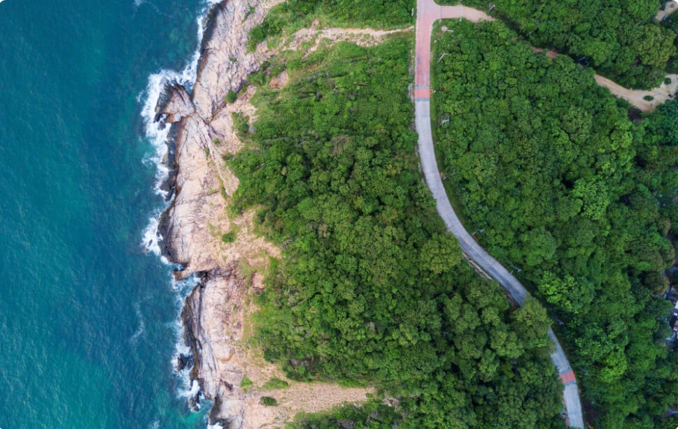 aerial view of a coastline