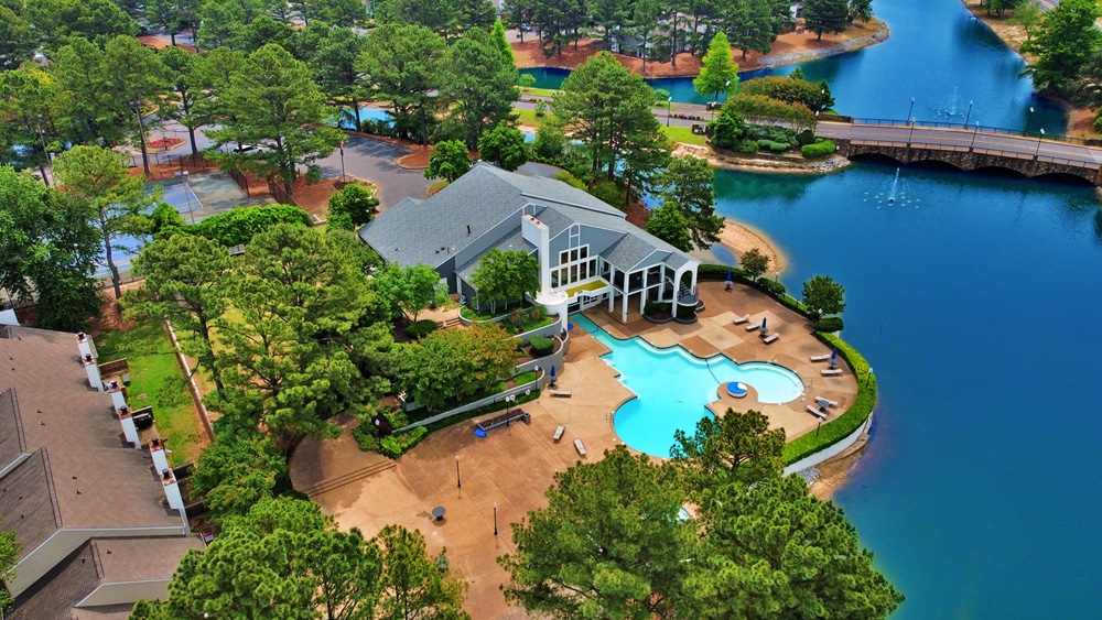 aerial view of clubhouse building