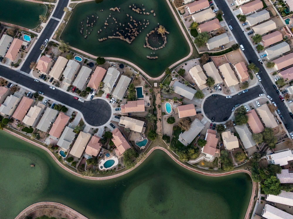 arizona neighborhood aerial cityscape view