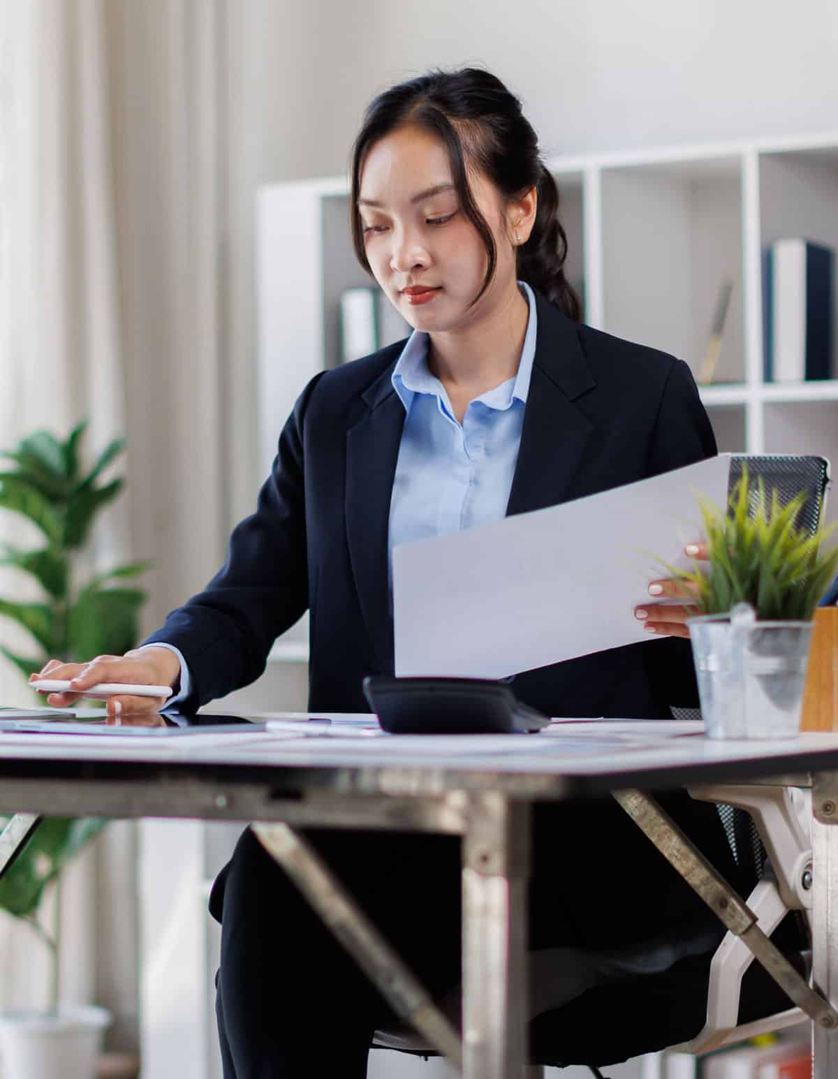 bank account manager going through books