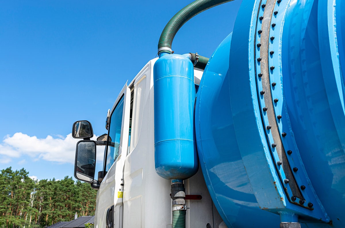 blue sewage truck for maintenance