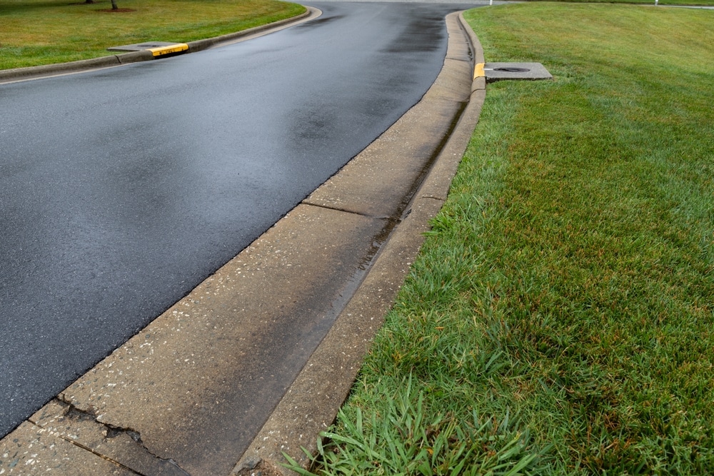 cleaned neighborhood asphalt road
