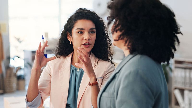 client and vendor talking