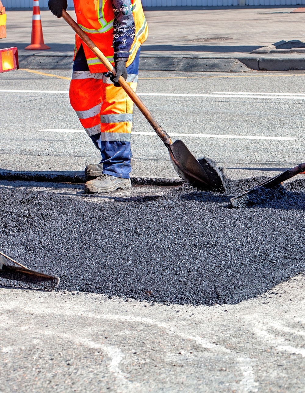 construction road workers fixing road