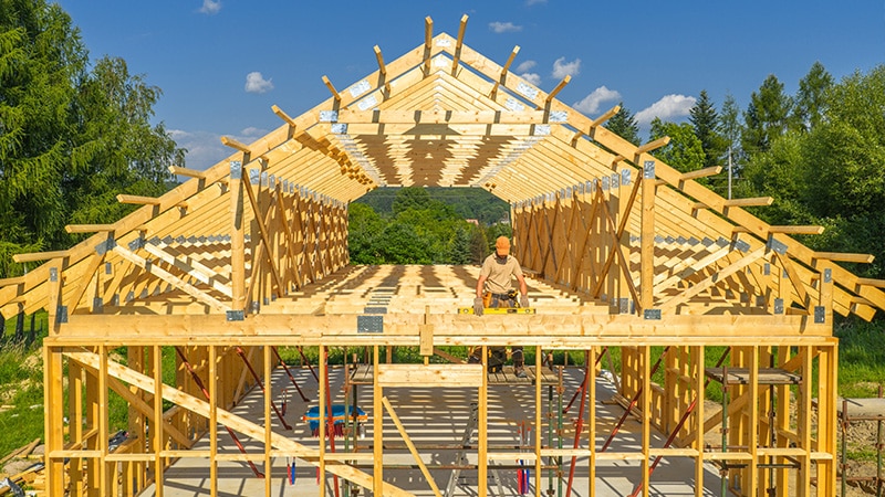 construction worker house under construction