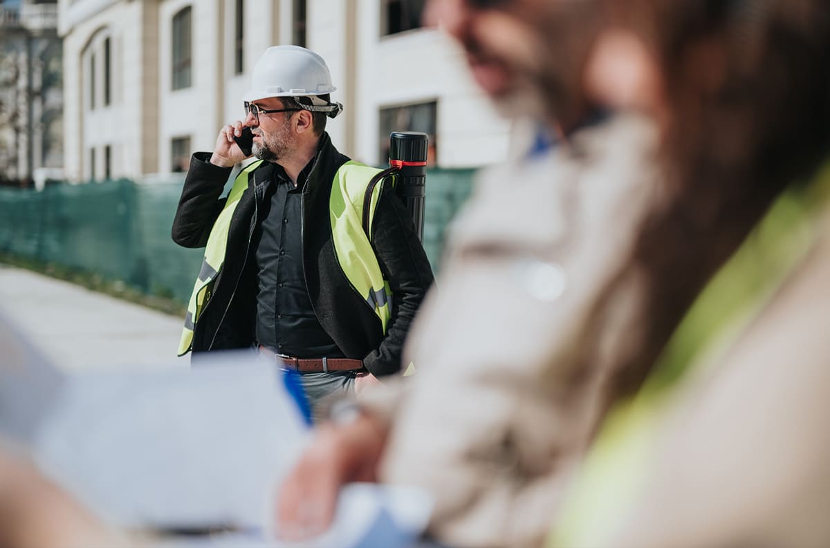 contractor talking on phone
