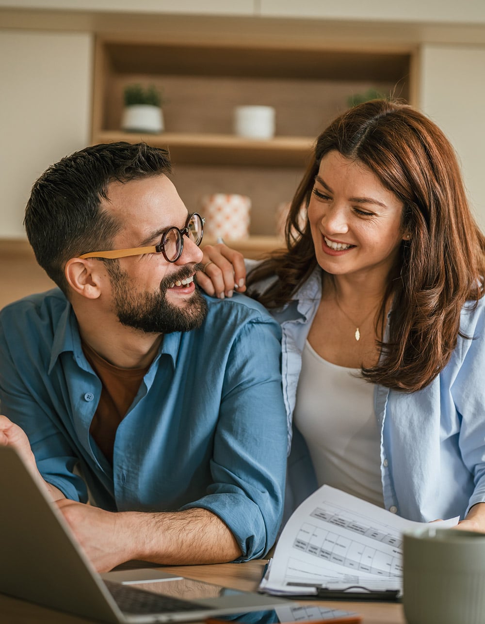 couple looking over financial report