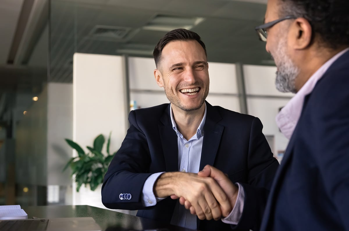 customer relation employee talking to client