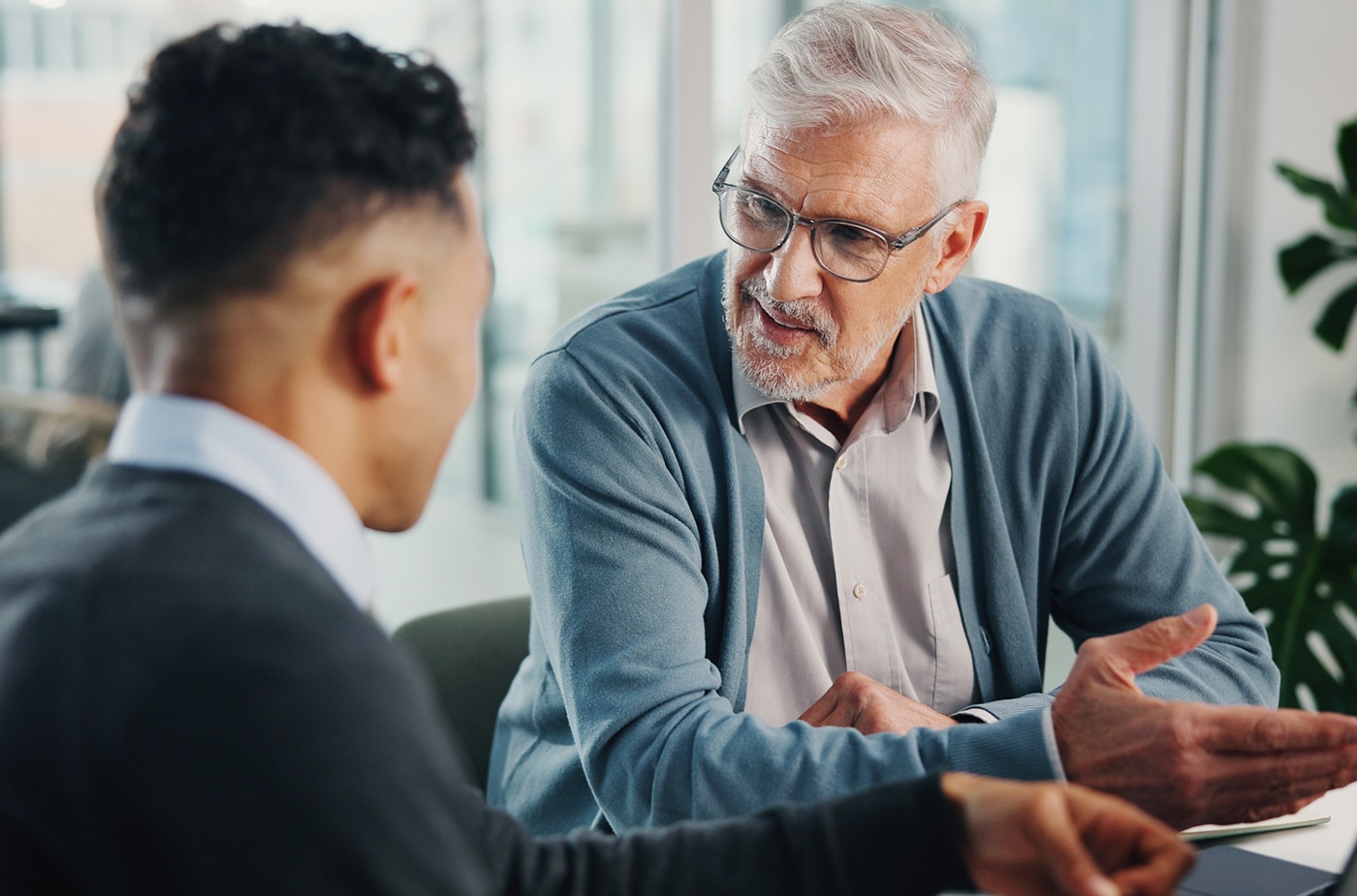 debt collector speaking with community resident