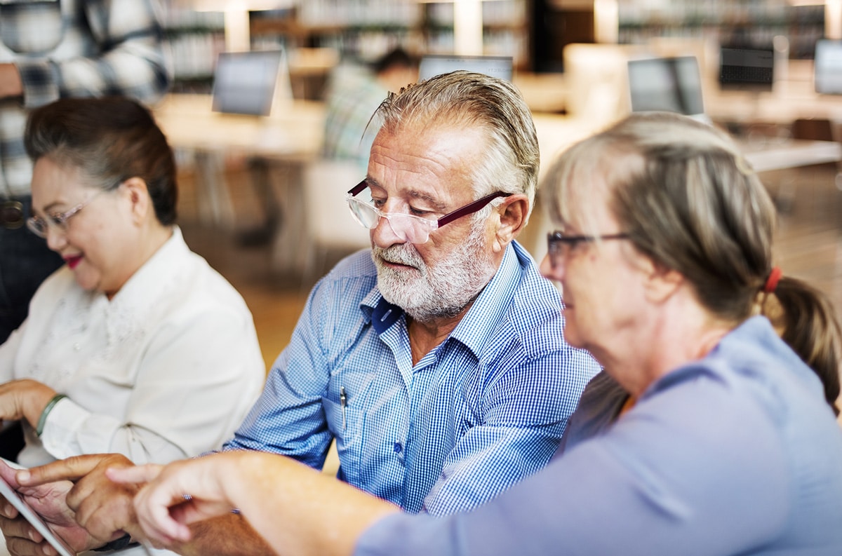 elderly couple in shared space
