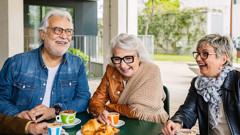 elderly residents in cafe