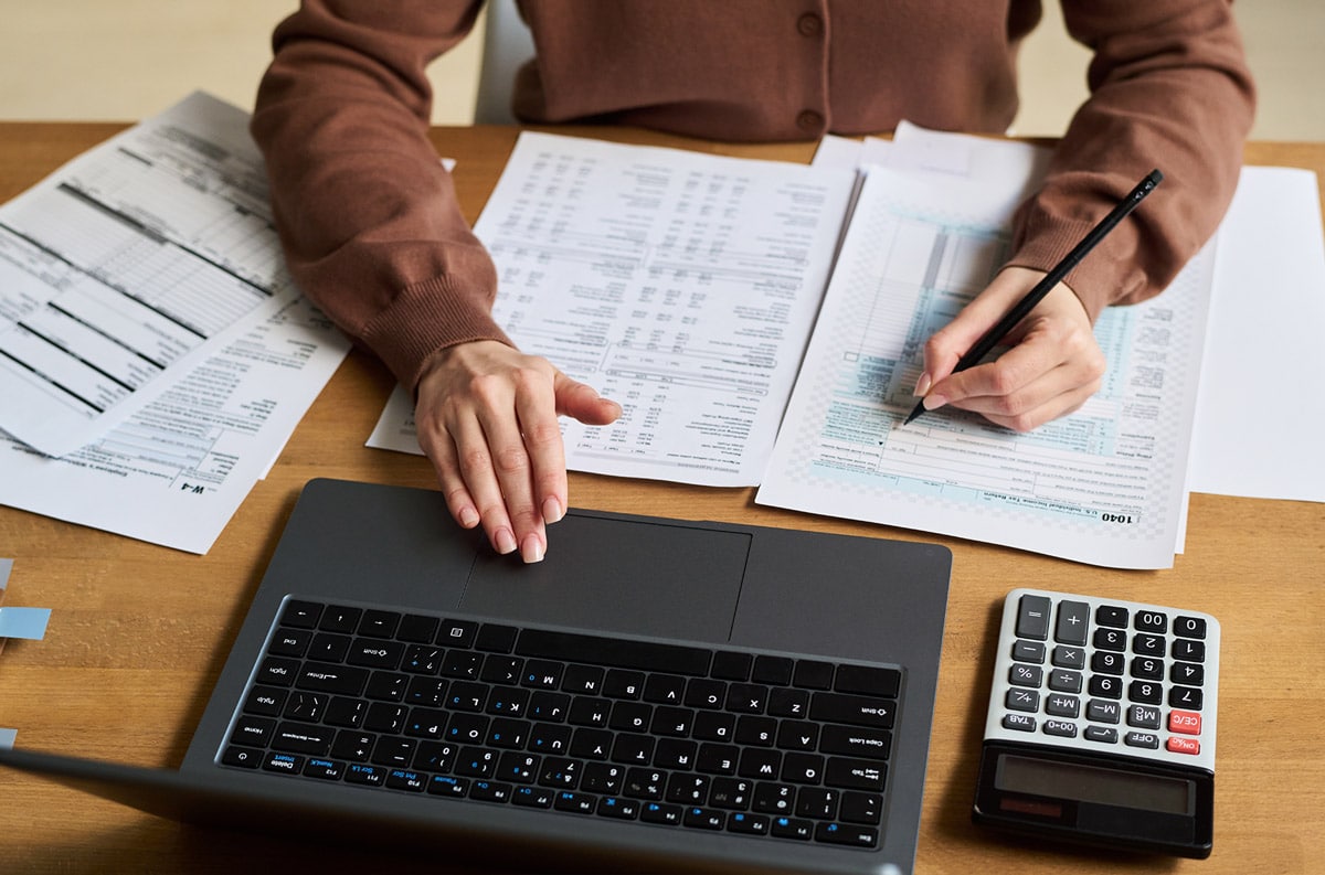 female financial manager checking invoices