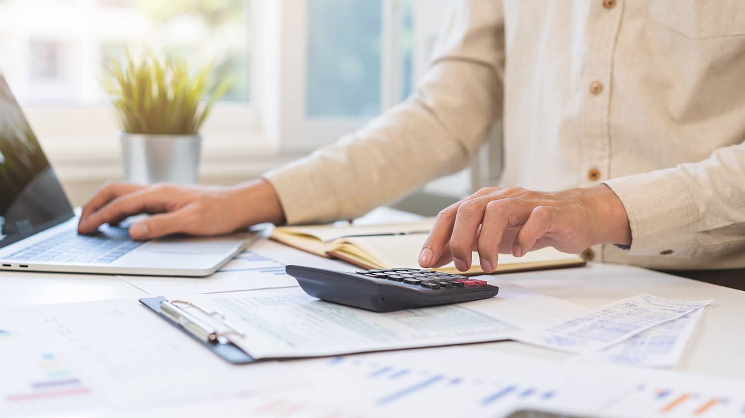 financial manager checking bills from the community