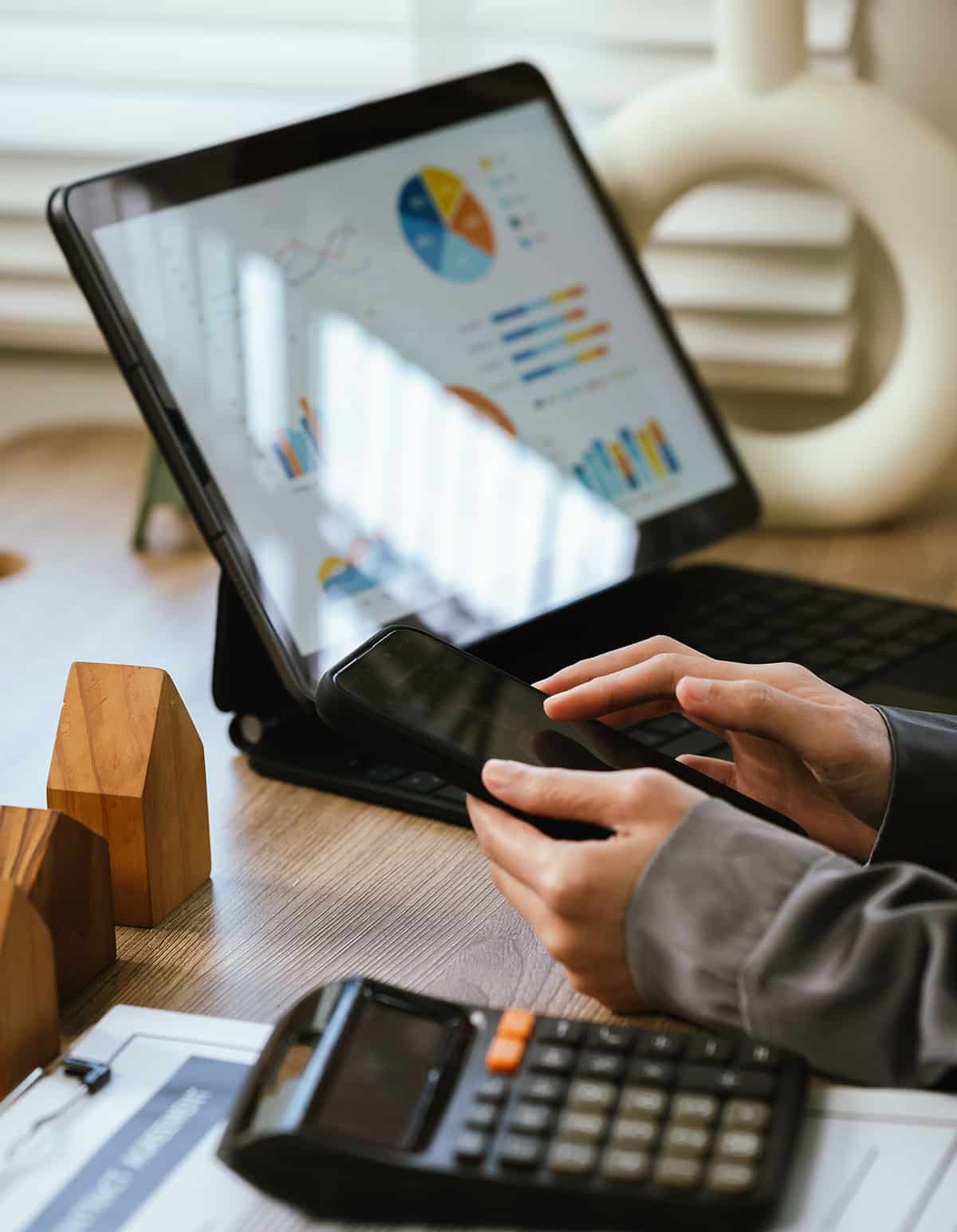 financial manager calculating finances