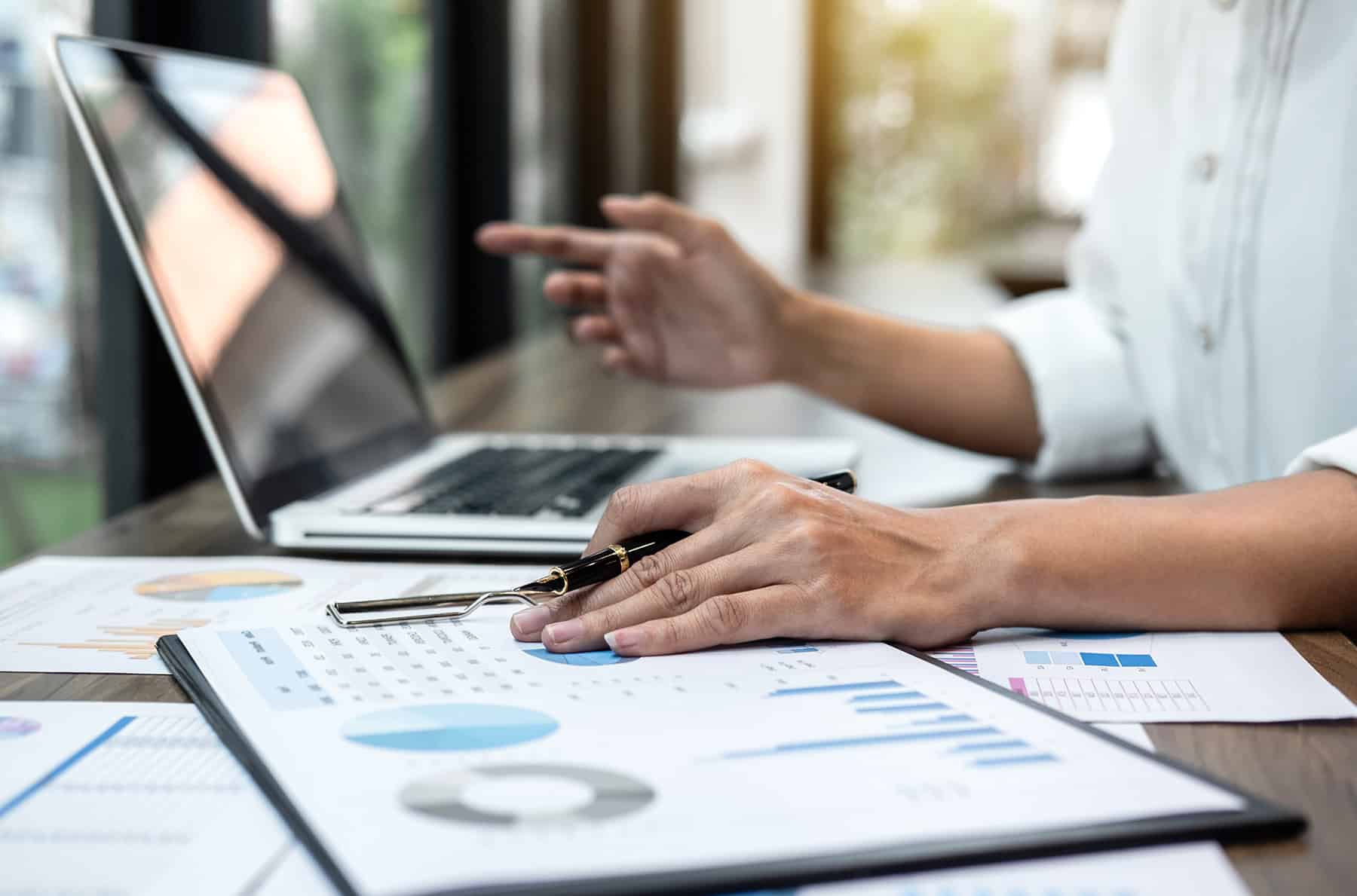 financial manager checking document
