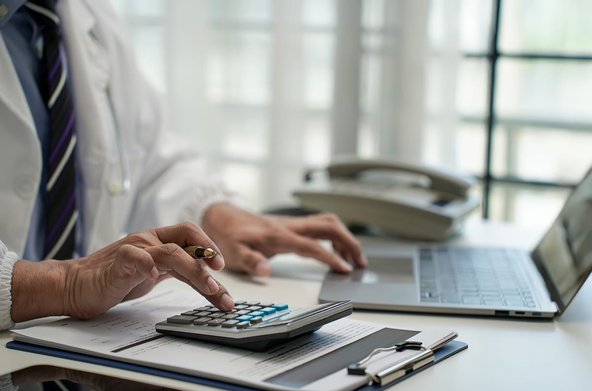 financial manager checking dues and finances