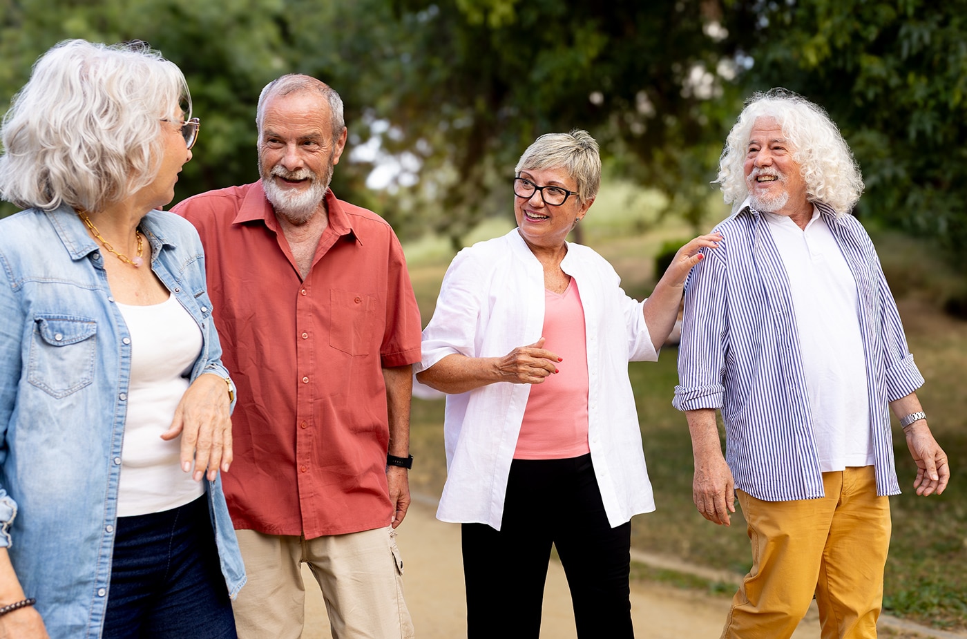 group of elderly community members talking