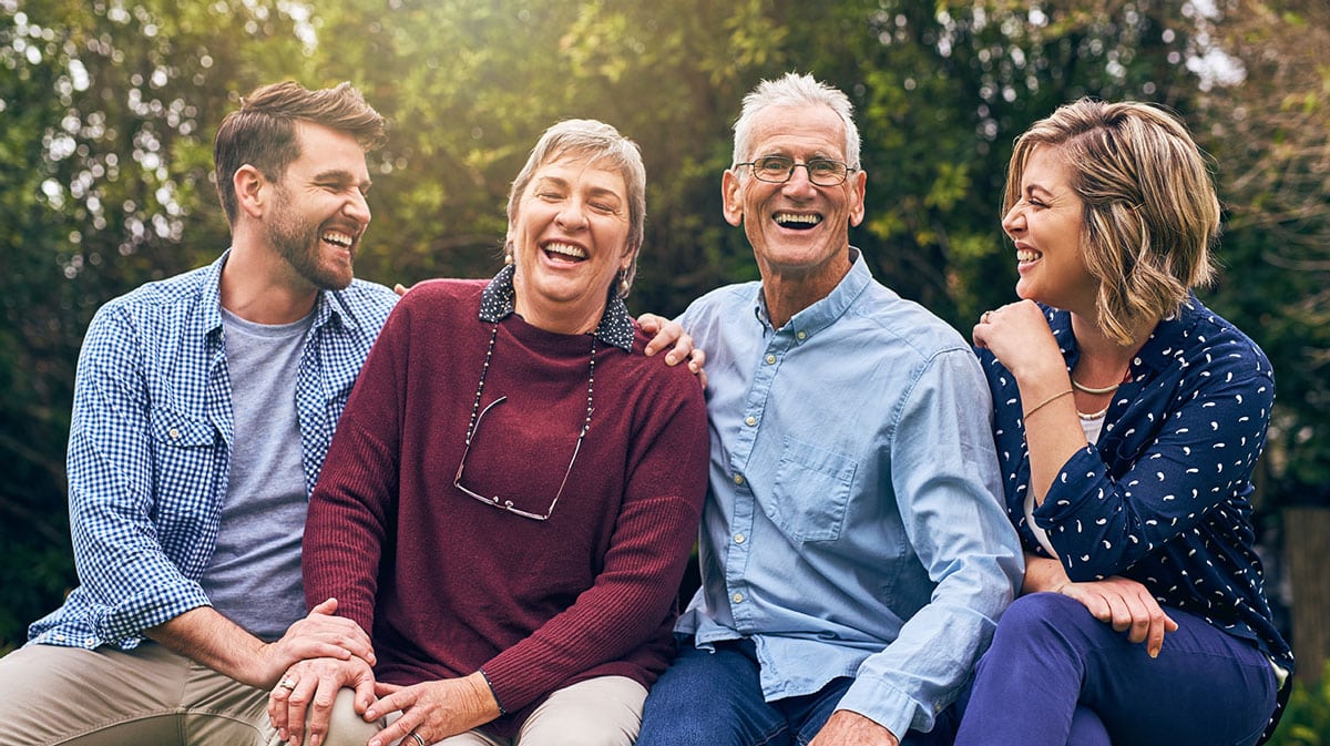 happy family in community