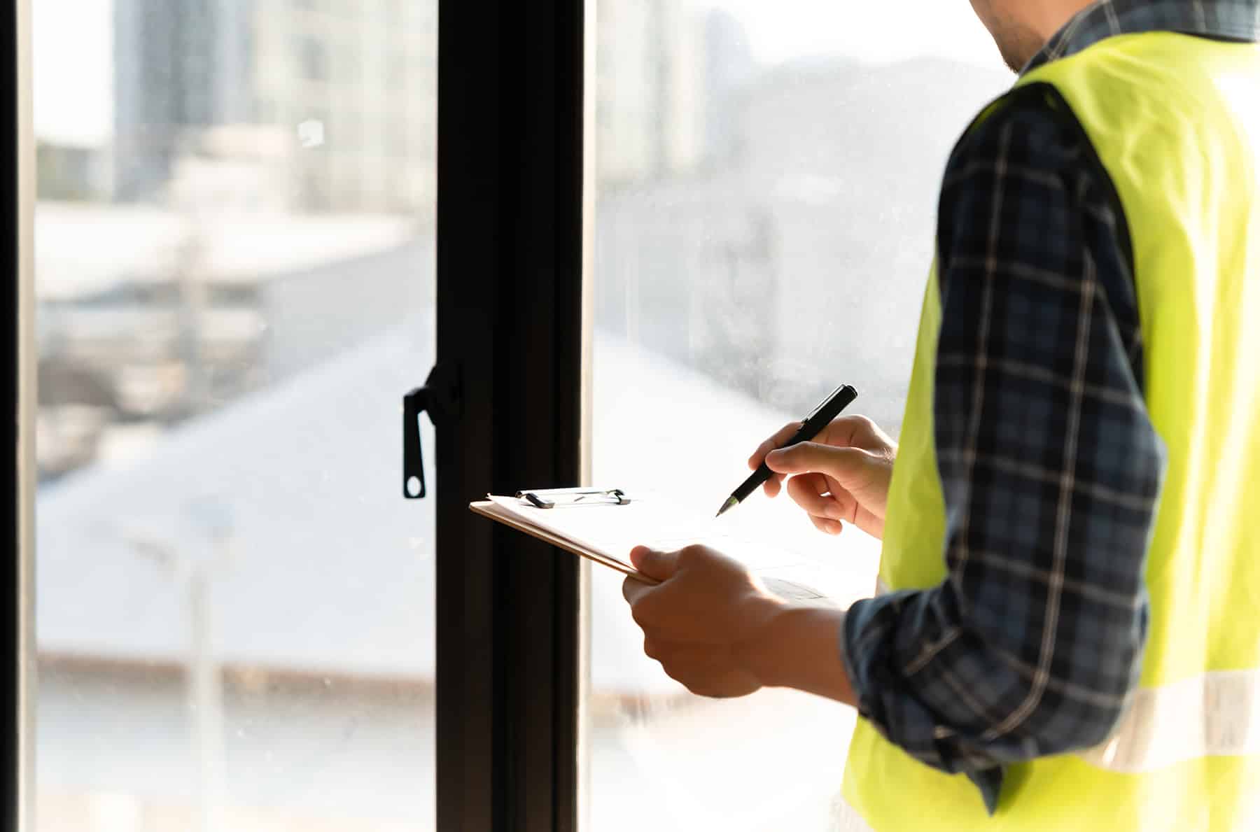 house inspector holding clipboard