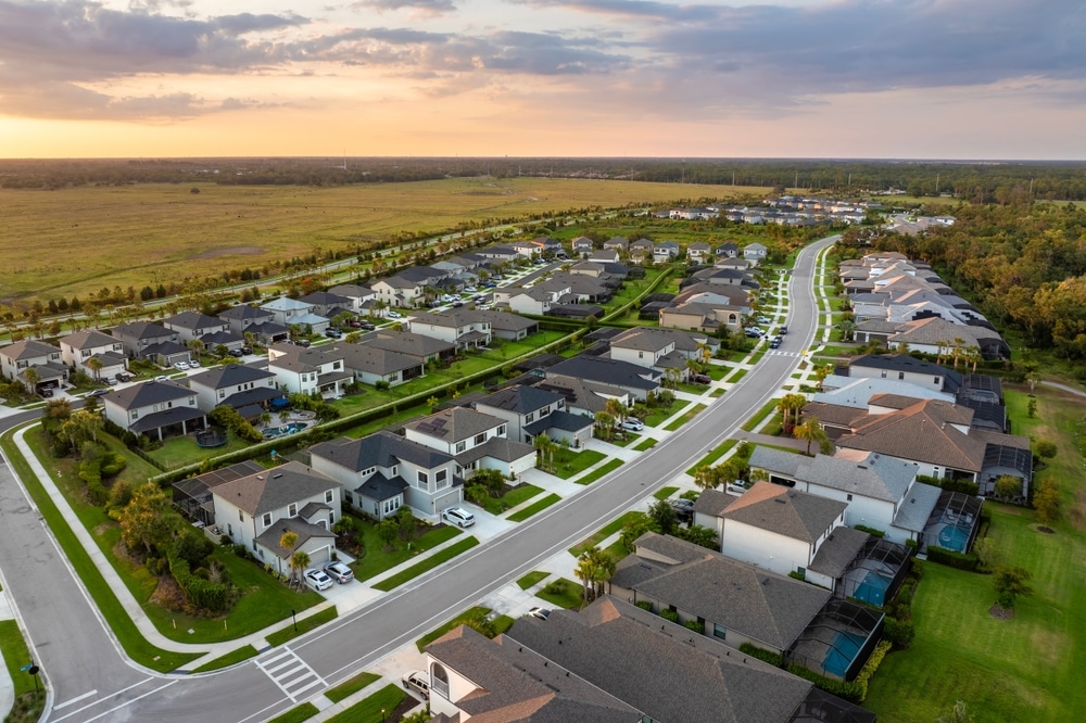 modern gated community clean streets