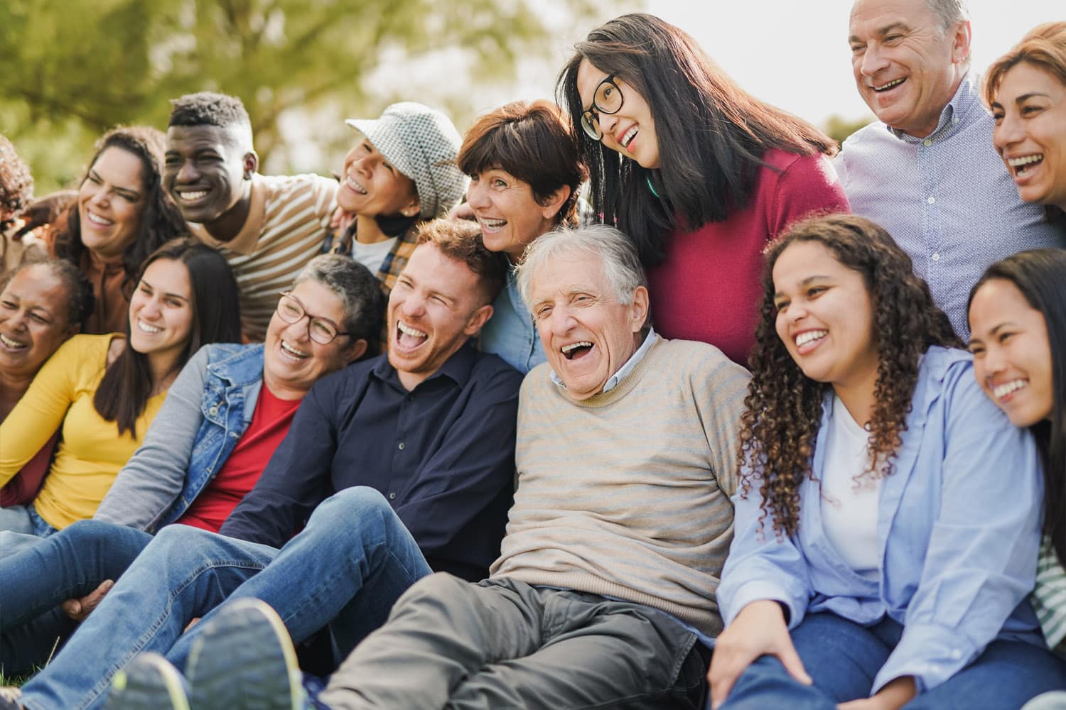 neighbors smiling outdoor community gathering