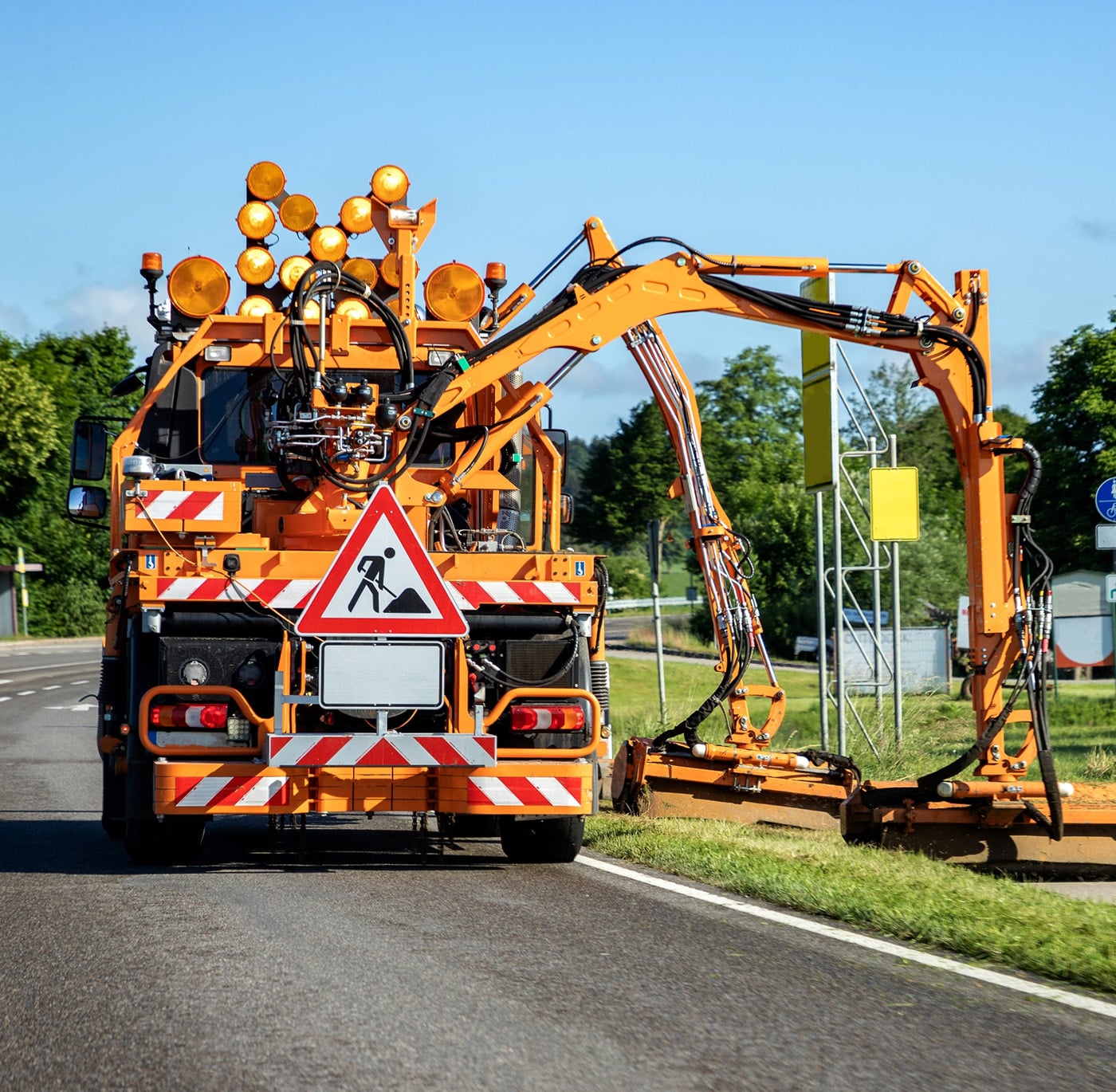 road construction machine in neighborhood