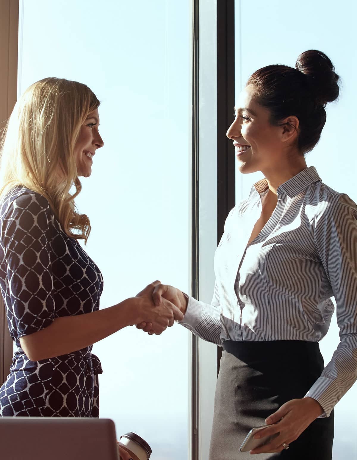 vendor and client talking handshake