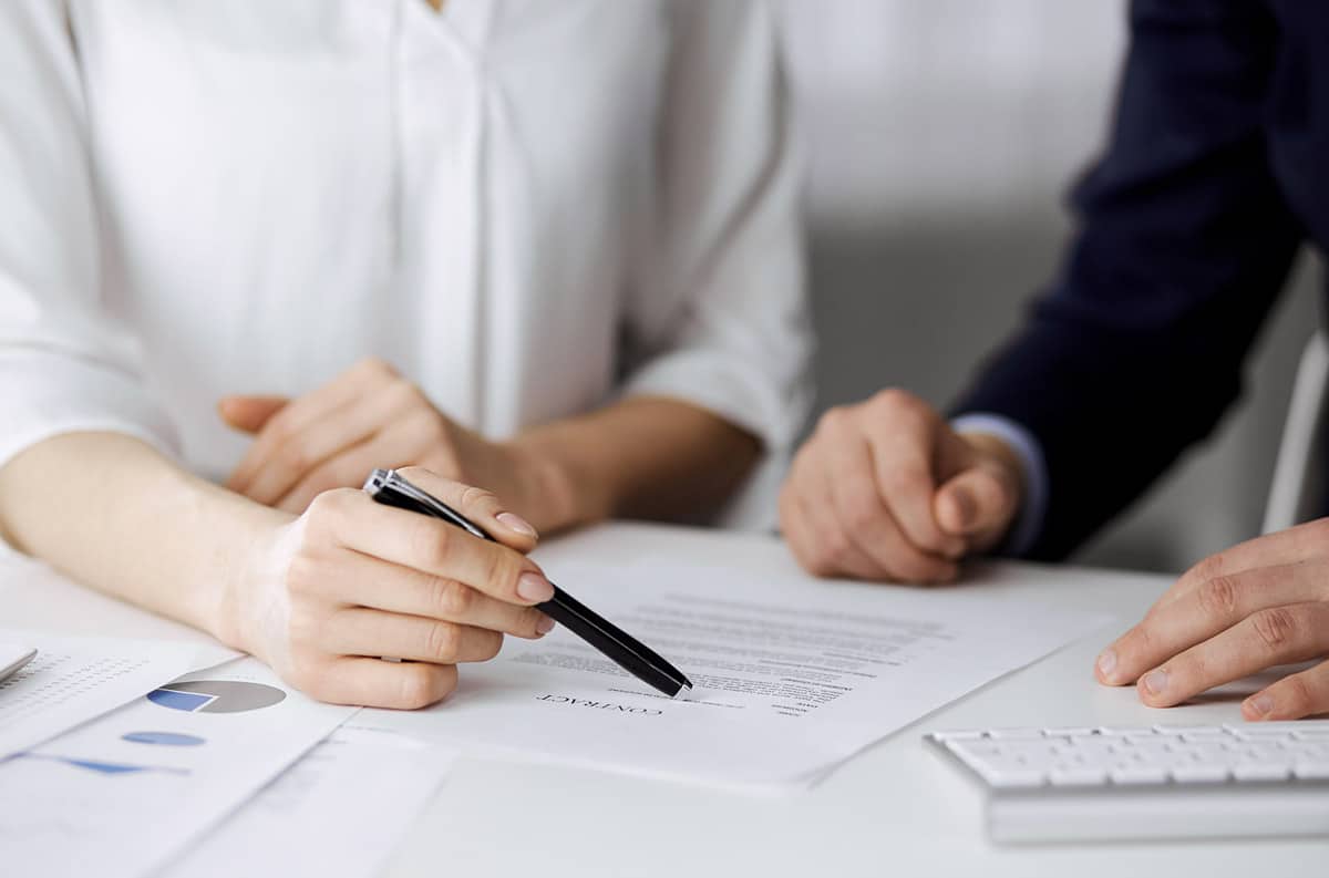 woman going over contract